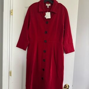 Talbots NWT elegant button down Sheath Dress. Ptp 20” lenght 41”